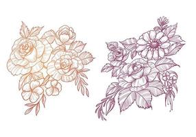 Beautiful floral sketch set vector