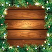 Wooden background with lights vector