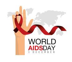 World AIDS day campaign with ribbon vector