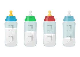 Botellas de leche para bebés aislado en blanco vector
