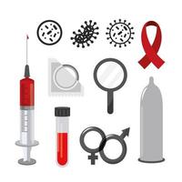 conjunto de artículos de prevención médica de enfermedades virales. vector
