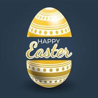 Gold Stripe and Dots Patterned Easter Egg Poster vector