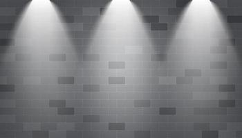 Spotlights illuminated on a brick wall vector