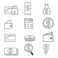 conjunto de iconos de finanzas y dólar vector