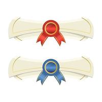 Diploma scroll with medal and ribbon  vector