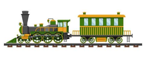 Vintage train on railroad  vector