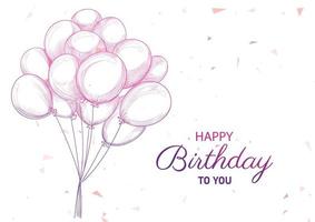 Hand drawn birthday with balloons  vector