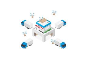 Isometric warehouse and logistics  vector