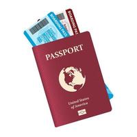 pasaporte con boletos de avión adentro vector