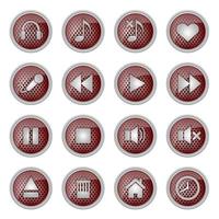 Metal button icon set for media player  vector