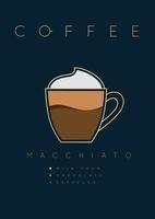 cartel de letras café macchiato con receta vector