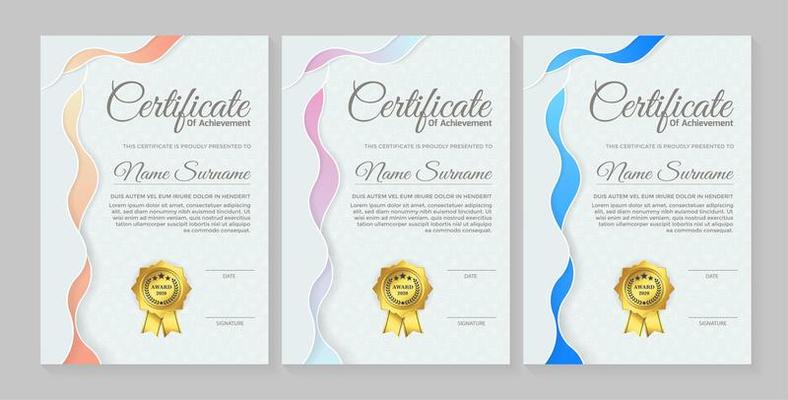 Tall light blue certificate set with modern style