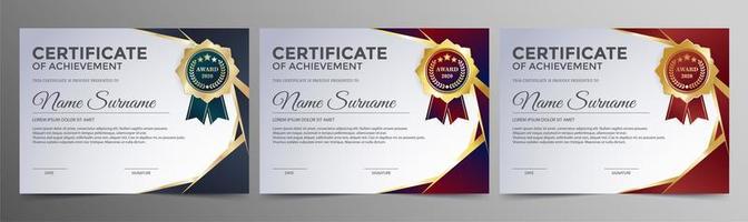 Achievement certificate with colorful angled layered corners
