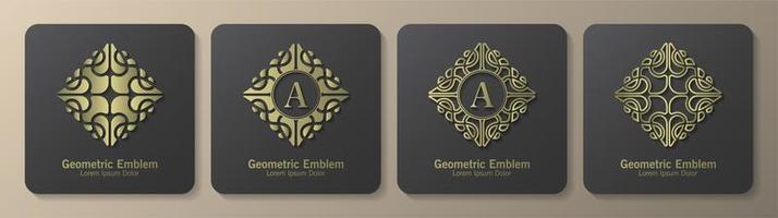 Set of diamond ornament luxury emblems vector