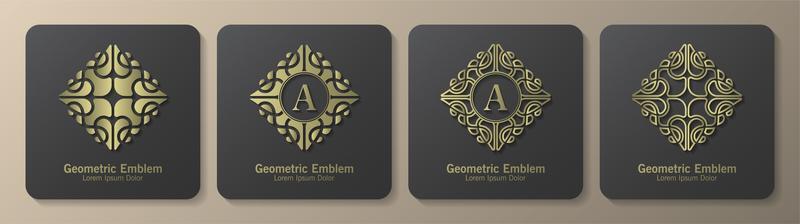 Set of diamond ornament luxury emblems