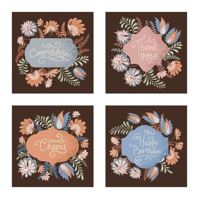 Floral vignette label collection
