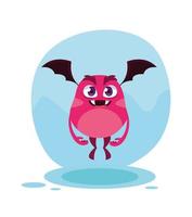 Pink monster cartoon design icon vector
