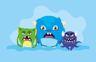 Group of monsters design vector