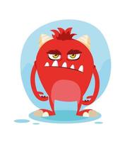 Red monster cartoon design icon vector