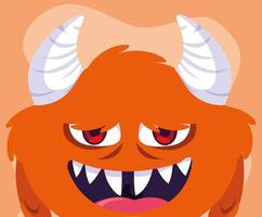 Orange monster cartoon design icon  vector