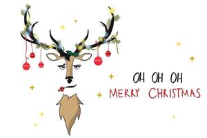 Christmas Card Cover Design with Cute Reindeer