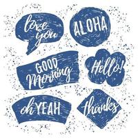 Grunge hand drawn shapes with text phrases vector