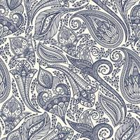 Blue paisley hand-drawn pattern vector