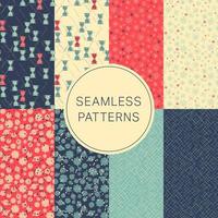 Blue, red and yellow seamless pattern collection vector