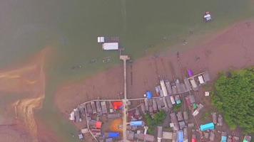 aerial photography top view of fishing village video