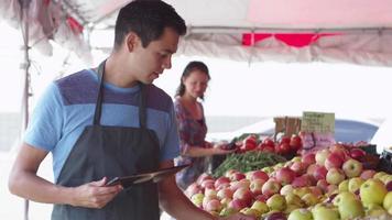 Grocer using tablet video