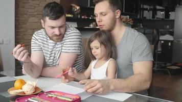 Homosexual couple bringing up a little daughter video