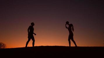 Silhouette figure of volleyball players. video