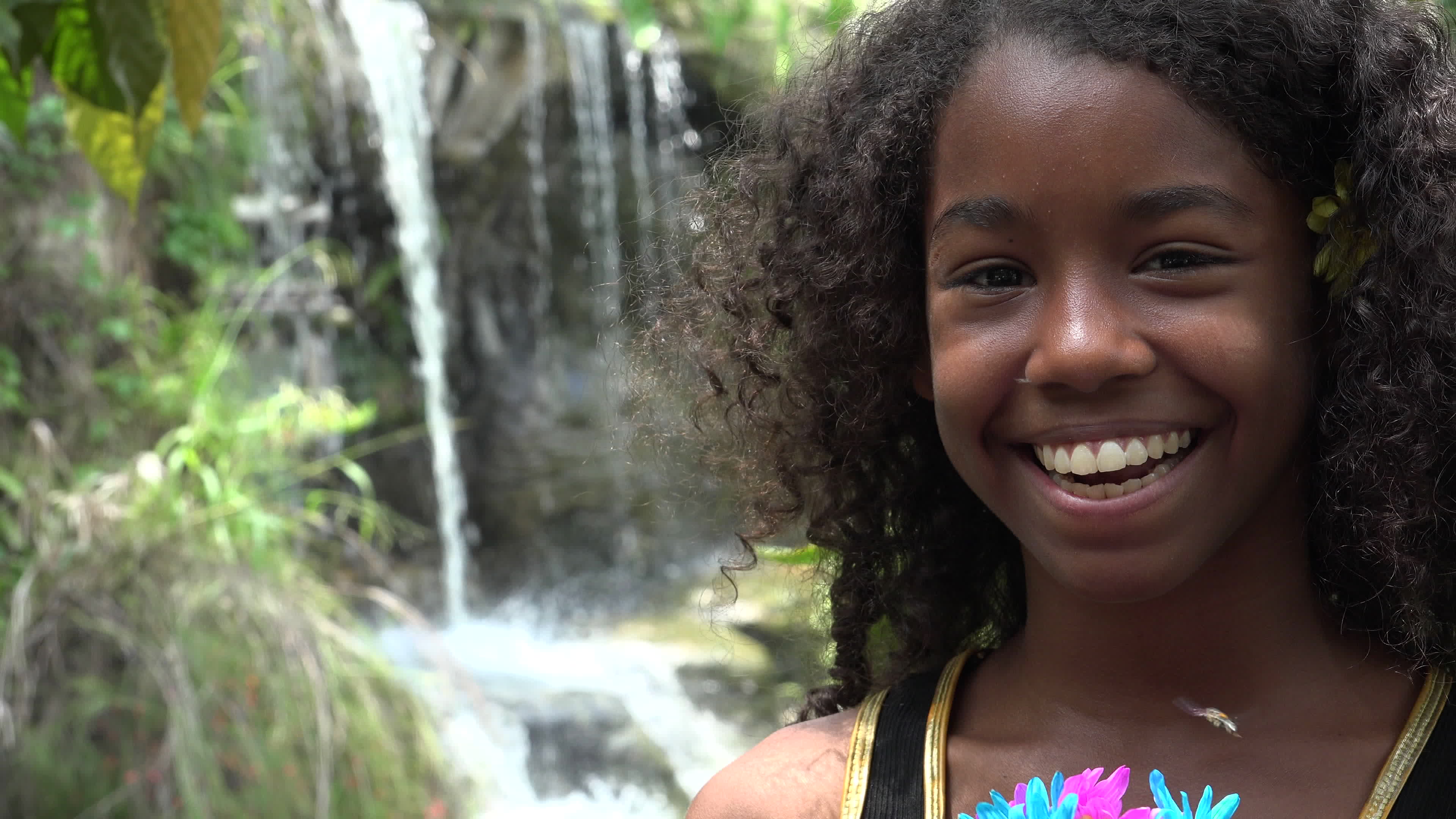 African Teen Girl At Waterfall Free Hd Video Clips Stock Video Footage