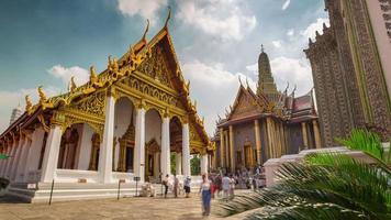 Tailândia Banguecoque dia ensolarado templo principal do Buda Esmeralda 4k time lapse