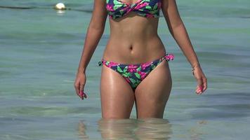 Frau im Bikini am Ozean video
