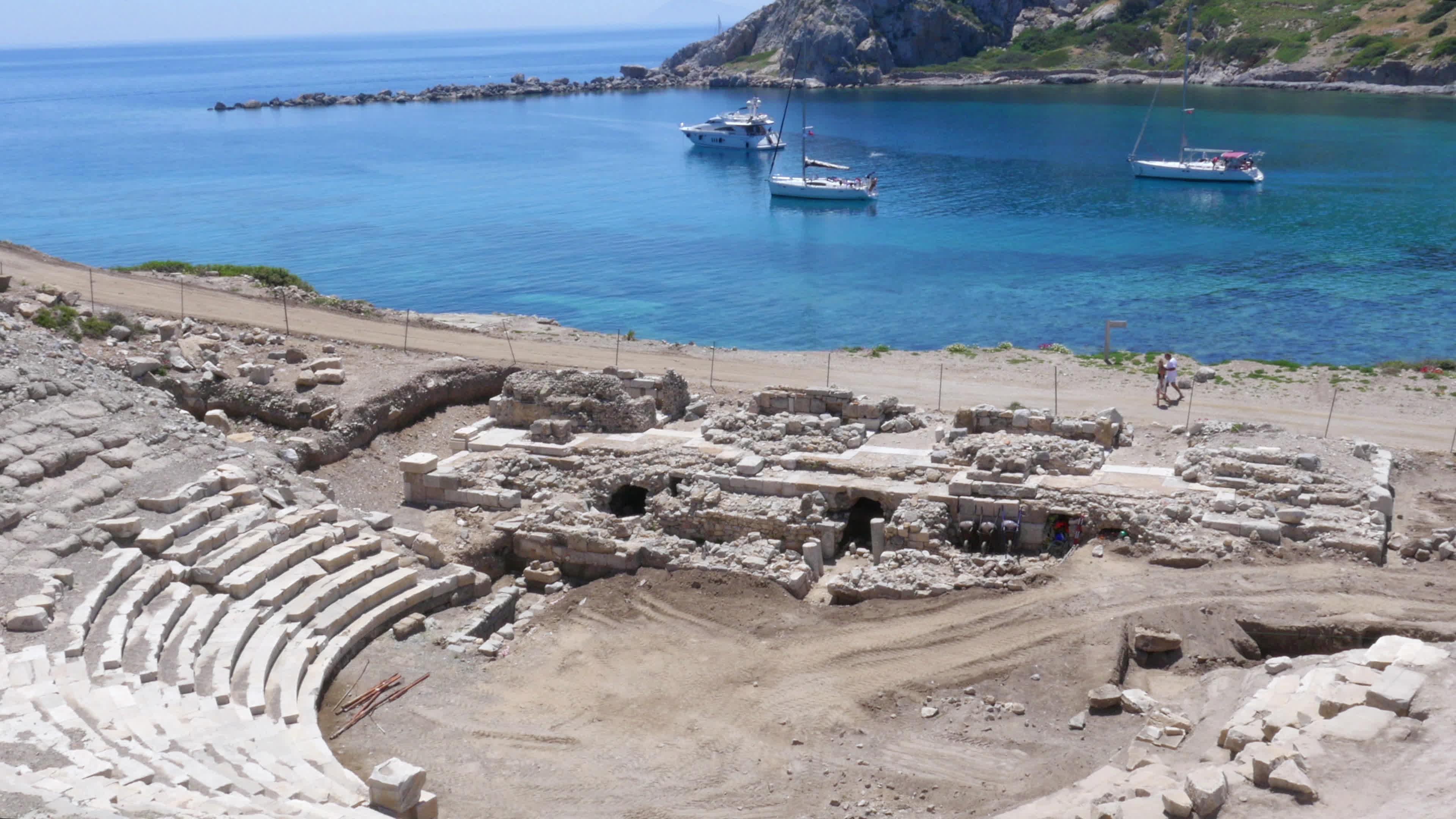 Knidos amphitheater and majestic sea, Datca, Turkey 1288366 Stock Video ...