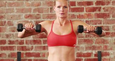 Woman doing a dumbbell workout