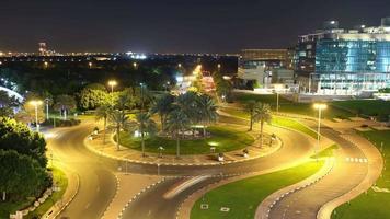 Nachtlicht Straßenkreis Zeitraffer von Dubai