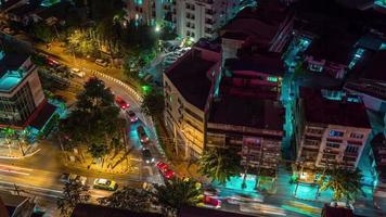 thailand nacht bangkok wonen blok dak verkeer weergave 4k time-lapse