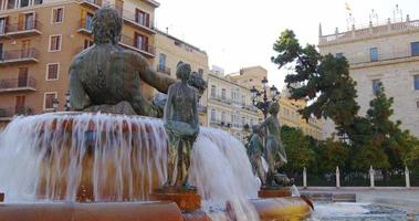 valencia gamla stan fontän plaza 4k spanien