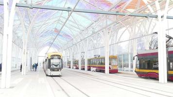 New building of modern tram station Piotrkowska - Center video
