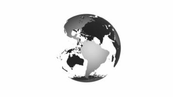 animatie van de draaiende wereldbol van de planeet aarde op een witte achtergrond. 4k lus. video