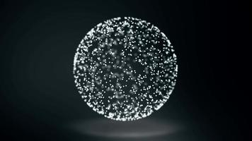 Composición geométrica abstracta de puntos caóticos de movimiento lento colocados en la esfera, que proyecta una sombra video