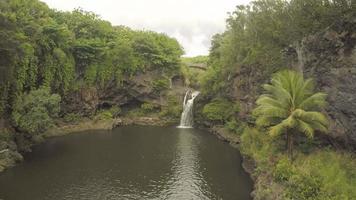 Drone aéreo 4k maui, havaí, cachoeira hana maui