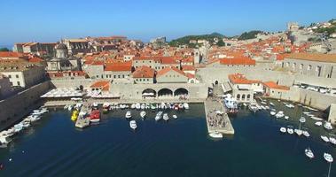 Aerial view of Old town harbour in Dubrovnik video