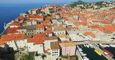 Aerial view of Old town harbour in Dubrovnik video