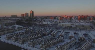 Weehawken Schnee 2016 fliegt in Richtung Flussfront Häuser