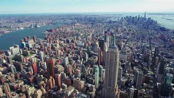 NYC Aerial Of The Empire State Building Viewing Downtown