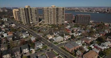 Cliffside Park NJ Flying Over Intersect Towards Apartment Complexes