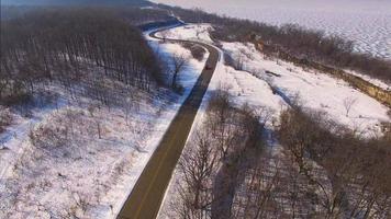Veduta aerea invernale di Highcliff Park a Sherwood Wisconsin